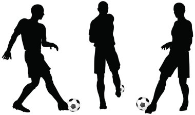 futbol oyuncuları siluetleri pozlar çalıştırın ve pozisyon grev