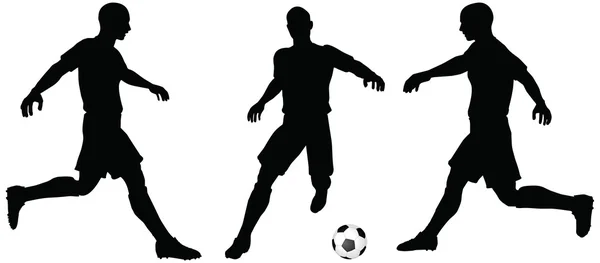 Pose de silhouettes de joueurs de football en position de course — Image vectorielle