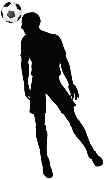 Pose de silhouettes de joueurs de football en position de frappe de la tête — Image vectorielle