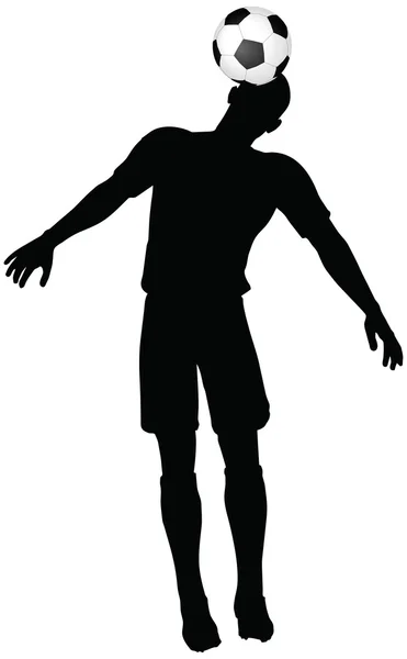 Pose de silhouettes de joueurs de football en position de frappe de la tête — Image vectorielle