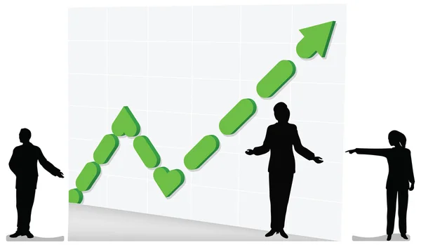Grafico a barre 3D e crescita aziendale — Vettoriale Stock