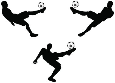 futbol oyuncuları siluetleri hava pozisyonda pozlar