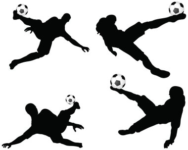 futbol oyuncuları siluetleri hava pozisyonda pozlar