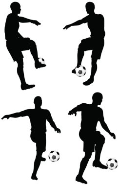 futbol oyuncuları siluetleri pozlar pozisyon top sürmek.