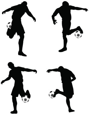 futbol oyuncuları siluetleri pozlar pozisyon top sürmek.