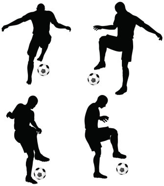 futbol oyuncuları siluetleri pozlar pozisyon top sürmek.