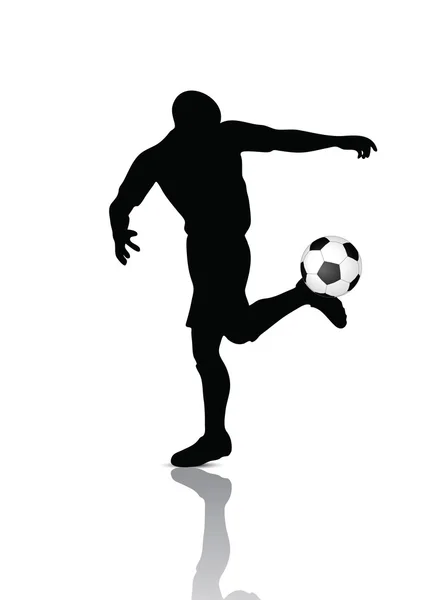 Ποδοσφαιριστής κλωτσάει μπάλα ποδοσφαίρου — Διανυσματικό Αρχείο