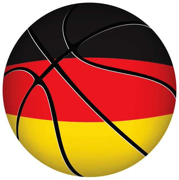 Pallone da basket 3D con bandiera tedesca su bianco . — Vettoriale Stock