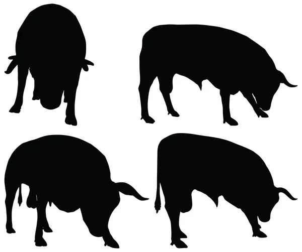 Cattle collection - vector silhouette — Stock Vector