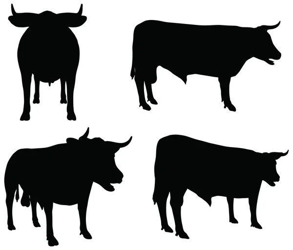 Cattle collection - vector silhouette — Stock Vector