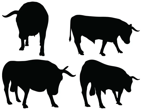 Cattle collection - vector silhouette — Stock Vector