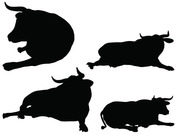 Cattle collection - vector silhouette — Stock Vector