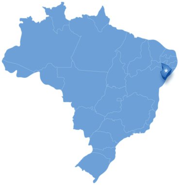 Map of Brazil where Sergipe is pulled out clipart