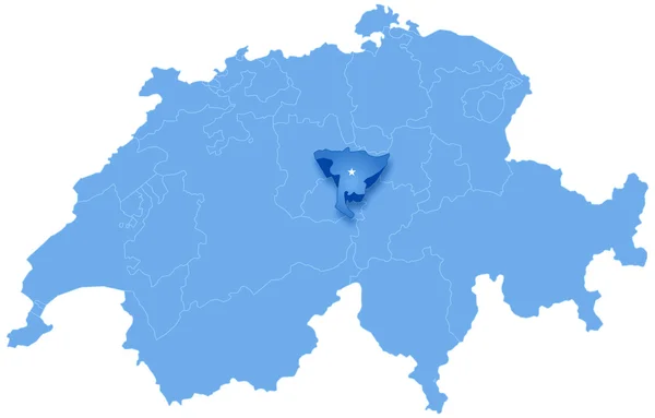 Mapa Švýcarska kde vytáhl nidwalden — Stockový vektor