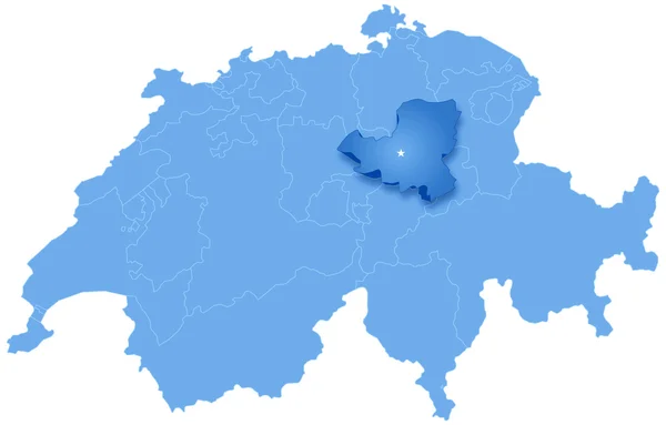 Kaart van Zwitserland waar schwyz wordt teruggetrokken — Stockvector