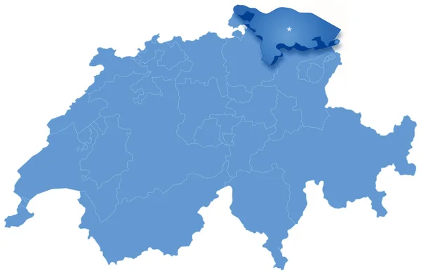 Mappa della Svizzera dove viene estratta la Turgovia — Vettoriale Stock