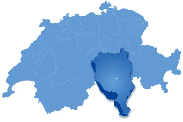 Mapa de Suiza donde se saca Ticino — Archivo Imágenes Vectoriales