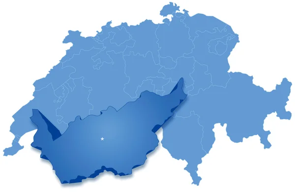 ヴァレー州を抜いてスイス連邦共和国の地図 — ストックベクタ