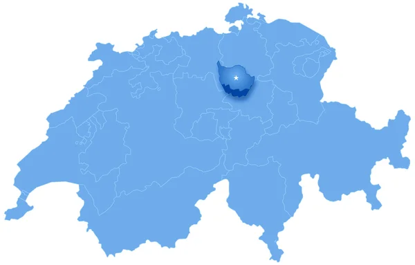 Mapa de Suiza donde se saca Zug — Vector de stock