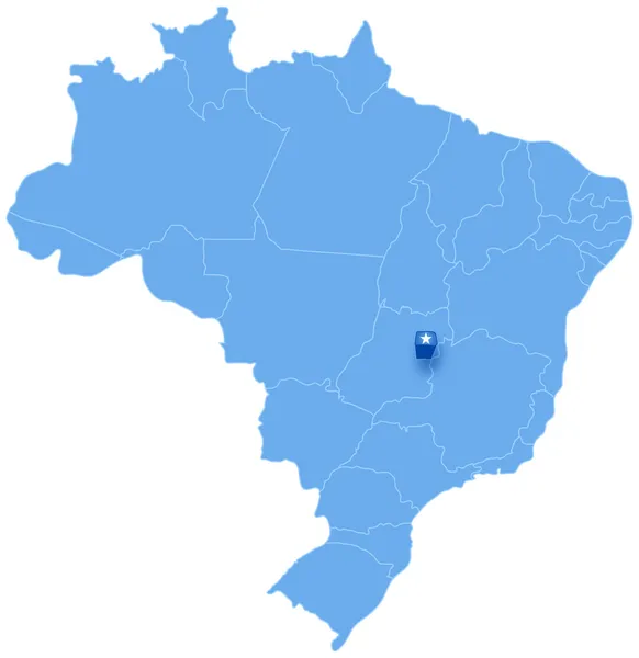 Mapa de Brasil donde se saca el distrito federal — Vector de stock