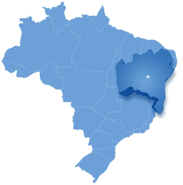 Mapa de Brasil donde se saca Bahia — Vector de stock