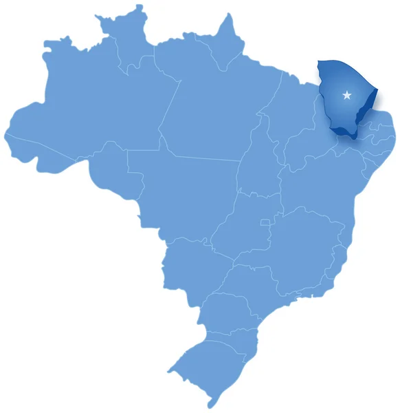 Mapa de Brasil donde se saca Ceara — Vector de stock