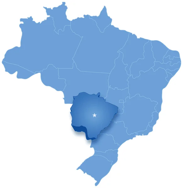 Mapa de Brasil donde se saca Mato Grosso do Sul — Archivo Imágenes Vectoriales