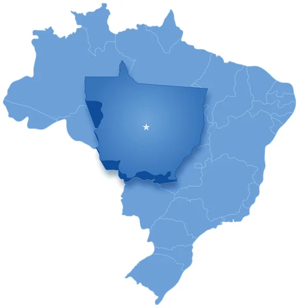 Mapa de Brasil donde se saca Mato Grosso — Archivo Imágenes Vectoriales