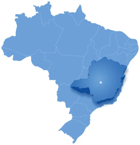 ブラジル ミナスジェ ライス州を抜いての地図 — ストックベクタ