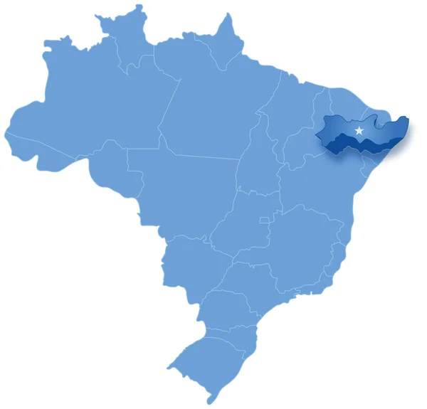 Mapa de Brasil donde se saca Pernambuco — Archivo Imágenes Vectoriales