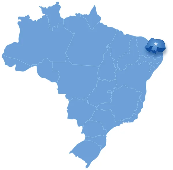 Vytáhl mapu kde rio grande do norte Brazílie — Stockový vektor