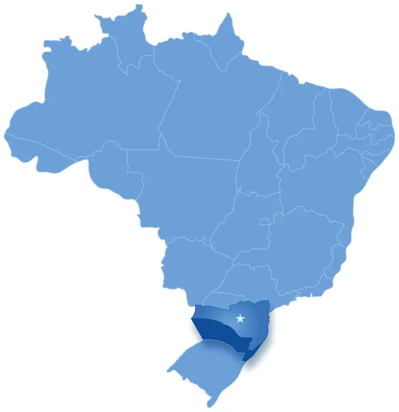 Mapa de Brasil donde se saca Santa Catarina — Vector de stock