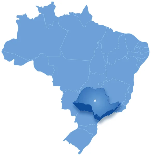 Mapa do Brasil onde São Paulo é retirado —  Vetores de Stock