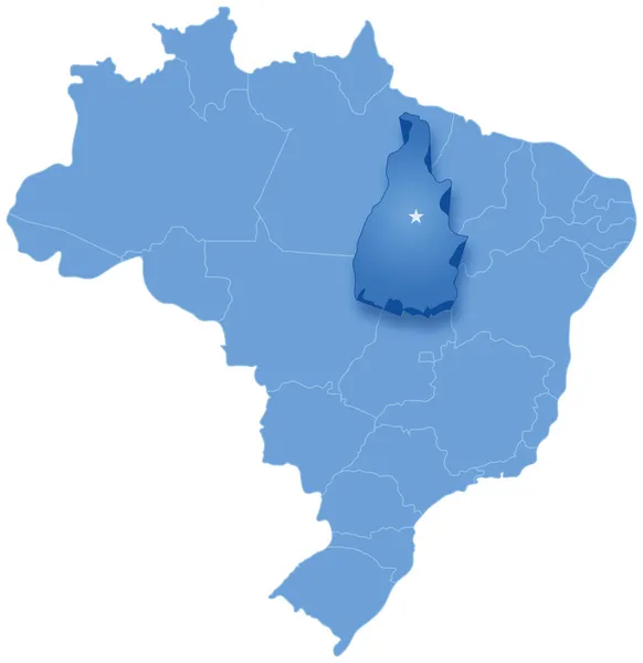 Mapa do Brasil onde o Tocantins é retirado —  Vetores de Stock