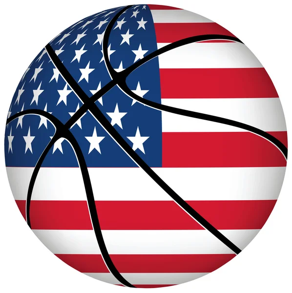 Pallone da basket con bandiera USA su bianco . — Vettoriale Stock