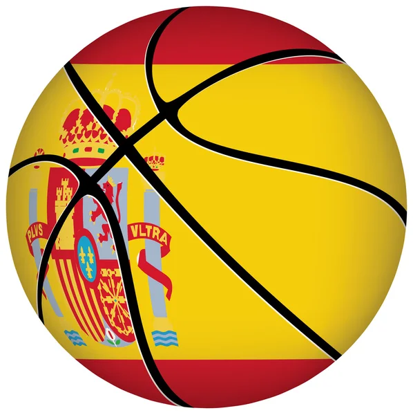 篮球球与白色衬底上的西班牙国旗. — 图库矢量图片