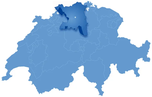 Kaart van Zwitserland waar aargau wordt teruggetrokken — Stockvector