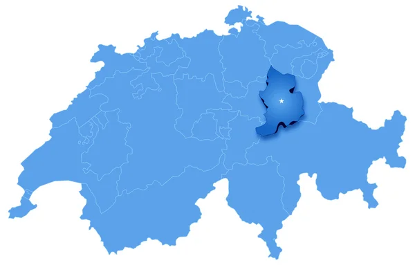 グラールス州を抜いてスイス連邦共和国の地図 — ストックベクタ