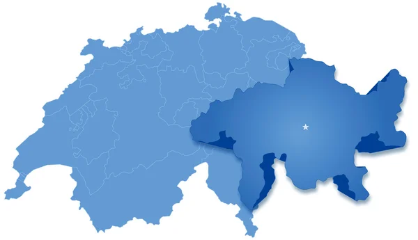 Mapa de Suiza donde se saca Graubunden-Grisons — Archivo Imágenes Vectoriales