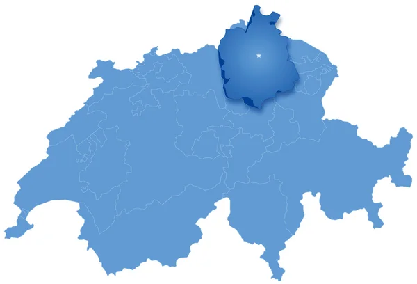 Kaart van Zwitserland waar Zürich wordt teruggetrokken — Stockvector