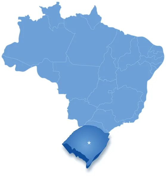 Карта Бразилии, где вытаскивается Риу-Гранди-ду-Сул — стоковый вектор