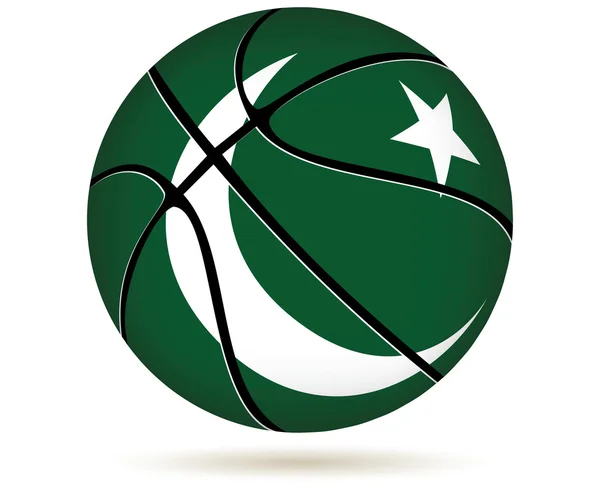 3D basket ball with Pakistan flag on white. — Stock Vector