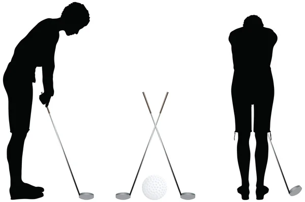 Golf Player Sylwetka na białym tle — Wektor stockowy