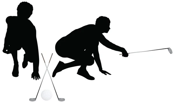 Golf Player Silhouette on white background — Stock Vector