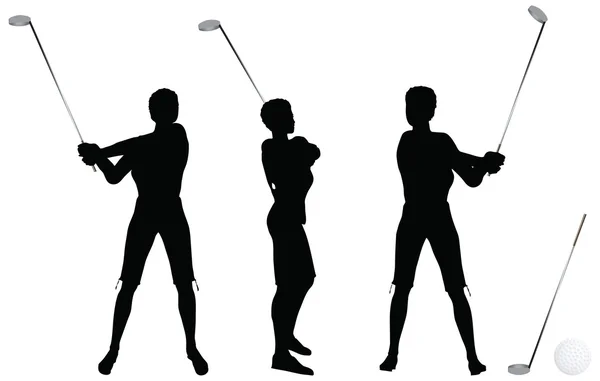 Golf Player Silhouette on white background — Stock Vector