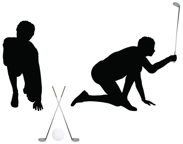 Golf Player Silhouette auf weißem Hintergrund — Stockvektor