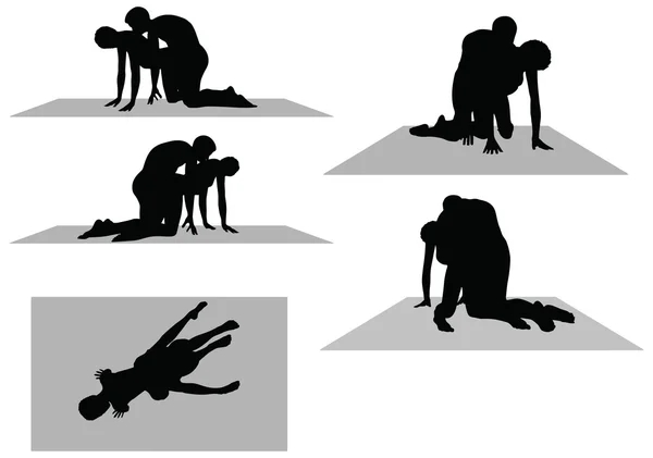 Silhouette avec positions kama sutra sur fond blanc — Image vectorielle