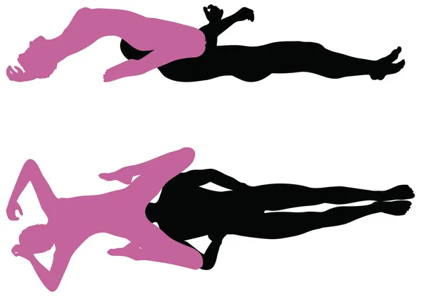 Silhouette with kama sutra positions on white background Royalty Free Stock...
