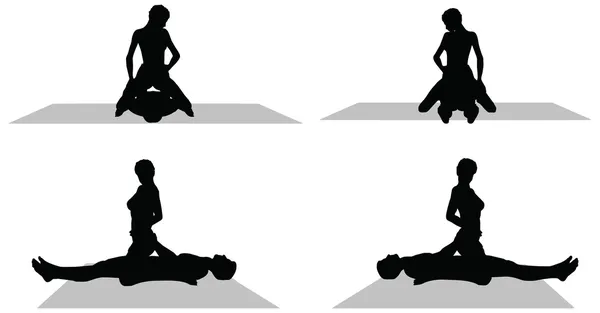 Silhouette avec positions kama sutra sur fond blanc — Image vectorielle