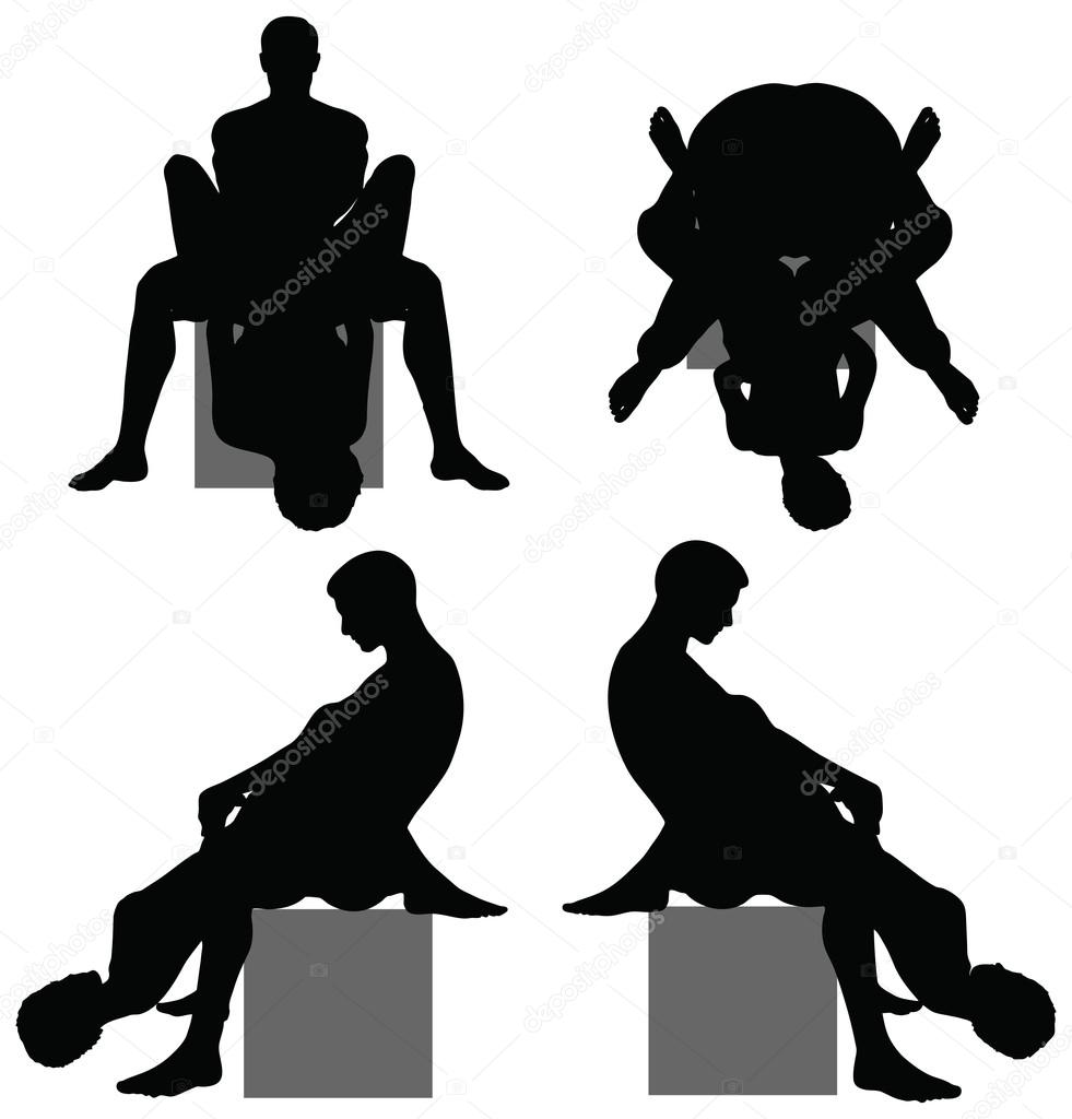 silhouette with kama sutra positions on white background